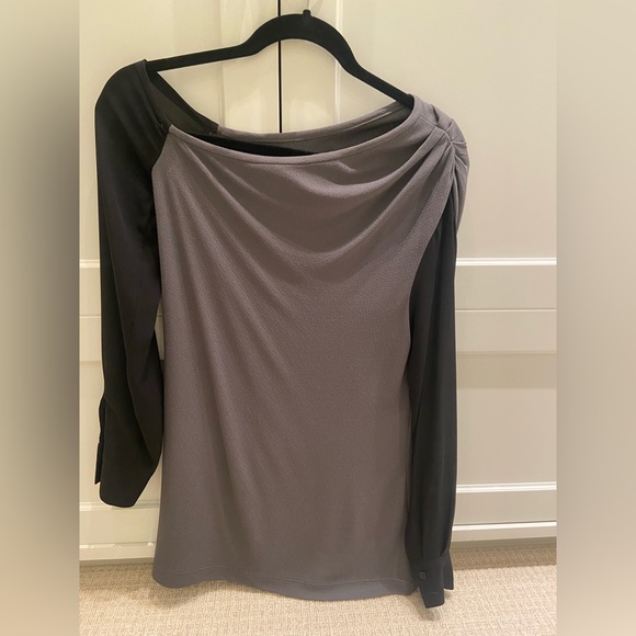 Yigal Azrouel one shoulder black/grey top, size 2 - Picture 2 of 9
